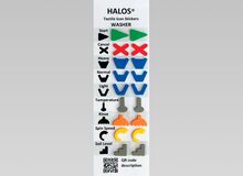 Ansicht auf taktile Markierungspunkte für die Waschmaschine in bunt