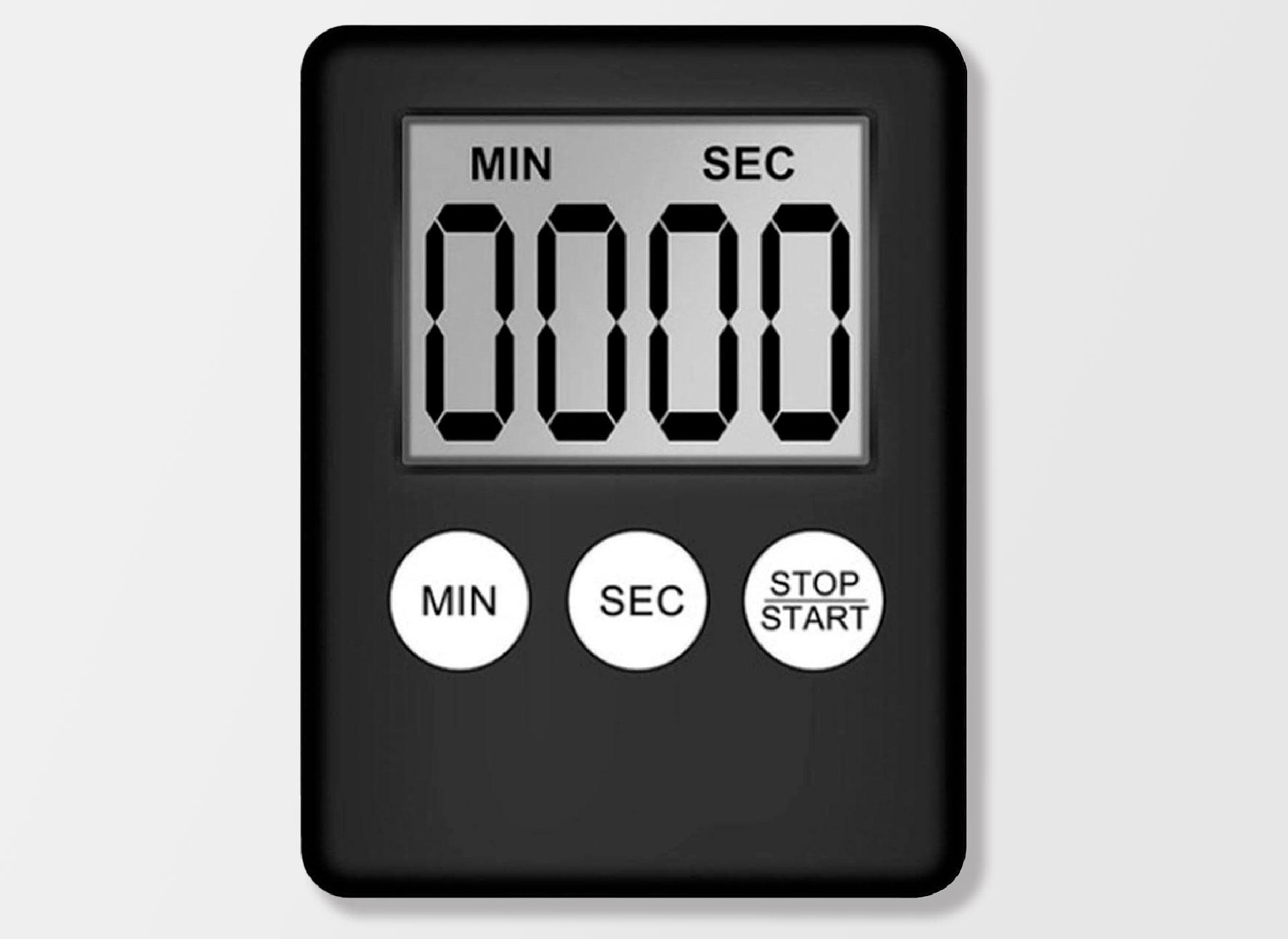 Ansicht auf den Wecker im schwarzen Gehäuse mit großem Display.