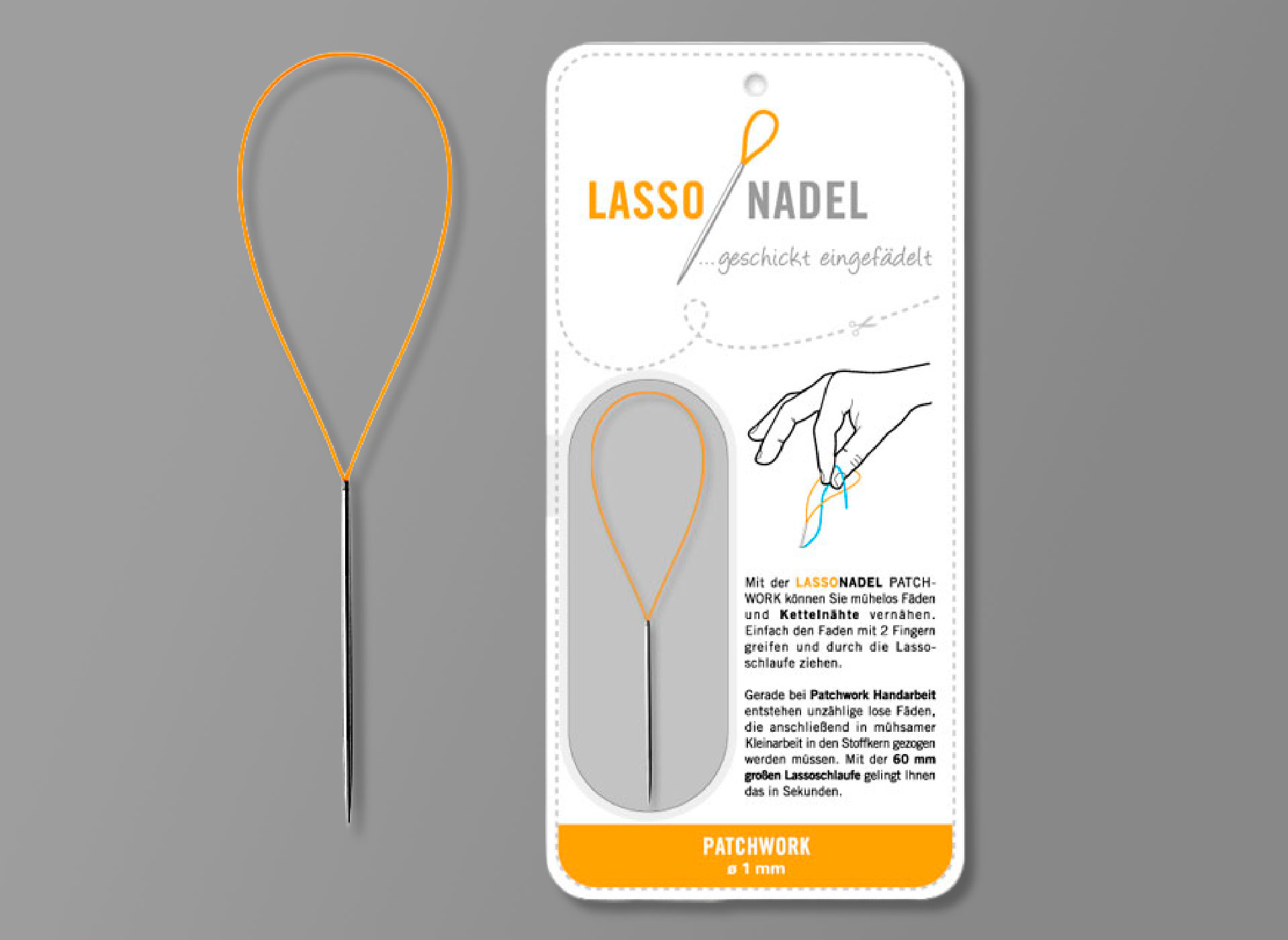 Ansicht auf die Verpackung und die Nadel.