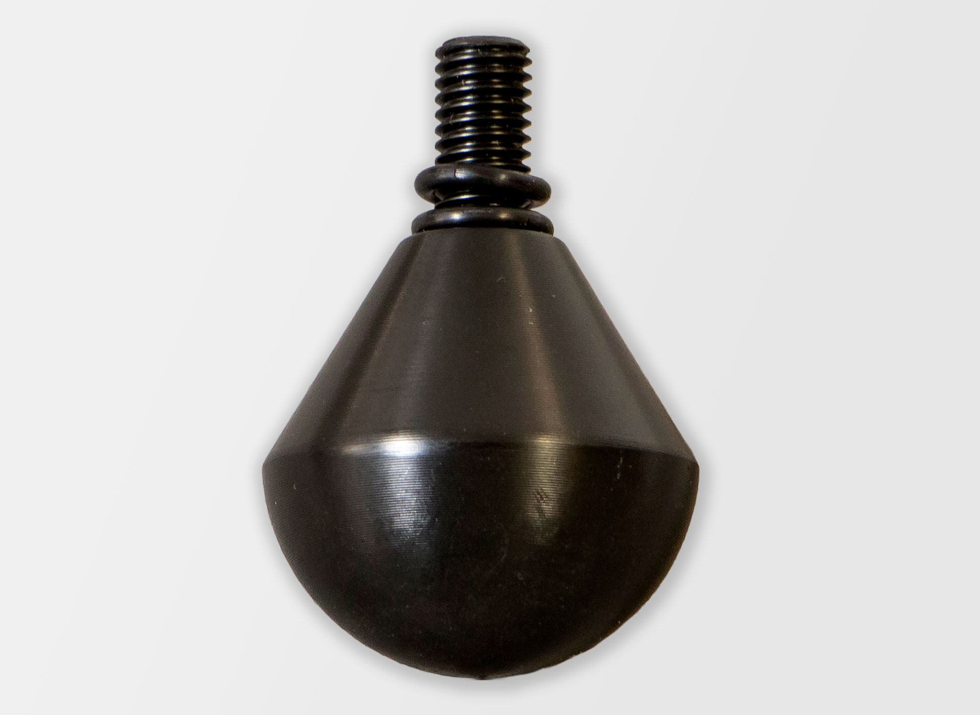 Ansicht einer schwarzen Rollspitze für einen Blindenlangstock mit Gewinde