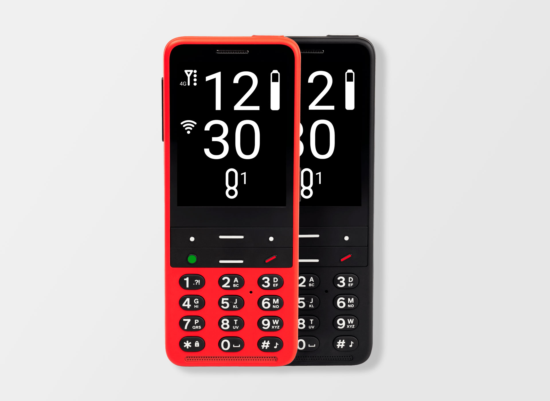 Ansicht auf die beiden Smartphones in Rot und Schwarz.